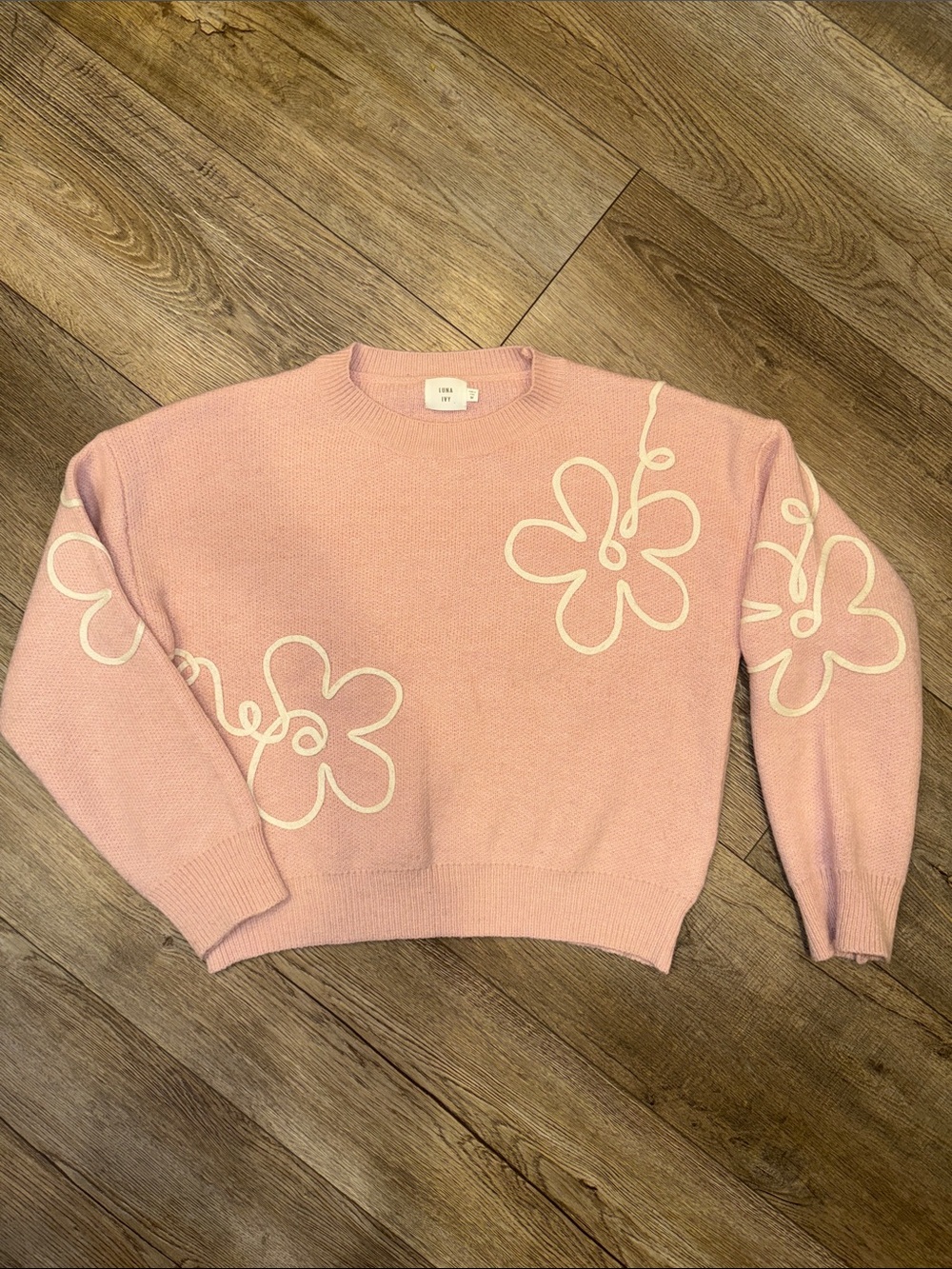 Luna Ivy soft pink crewneck sweater